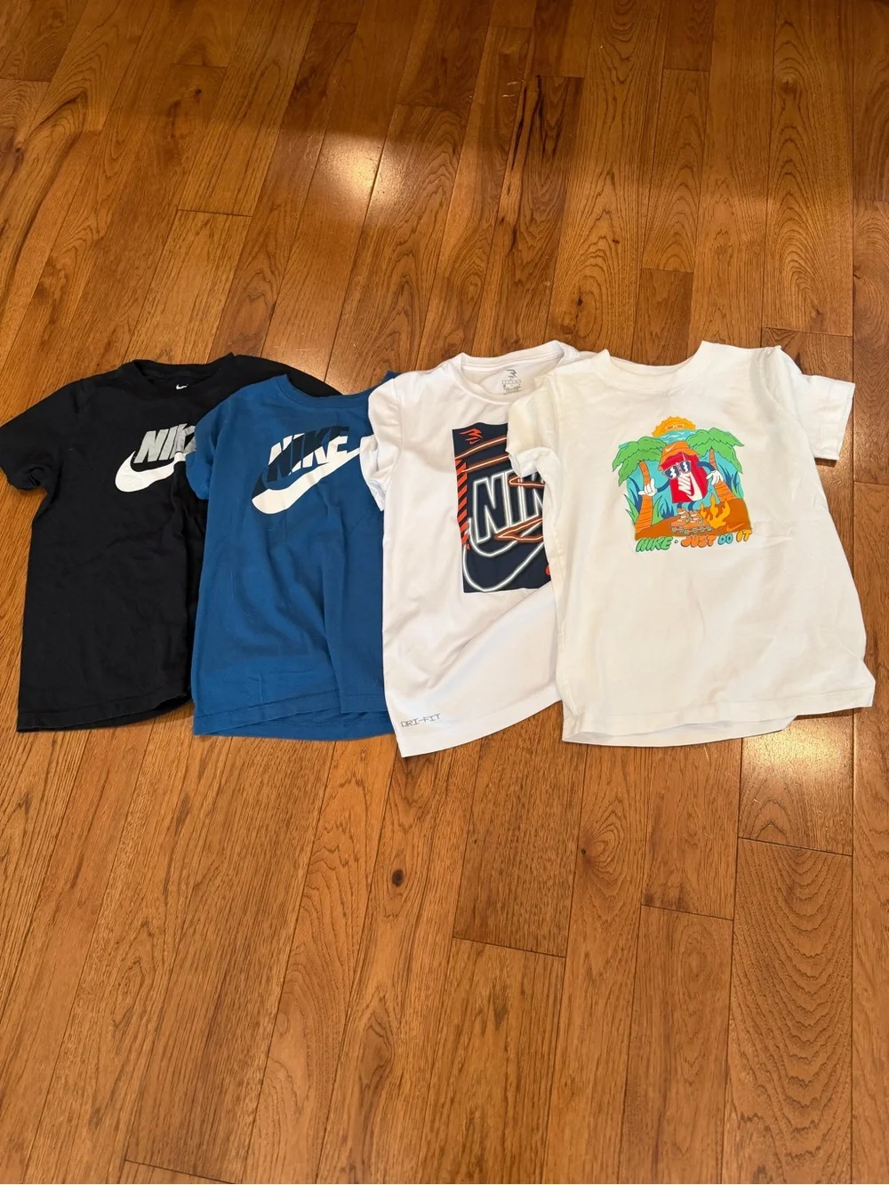 Nike Kids Short Sleeve Tees - Black, Blue, White, White (Graphic)